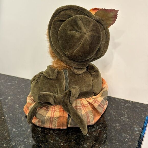 Bearington Plush Bear Autumn Harvester 1075 w/Tag Plaid Dress Velvet Hat Pumpkin - Picture 4 of 11